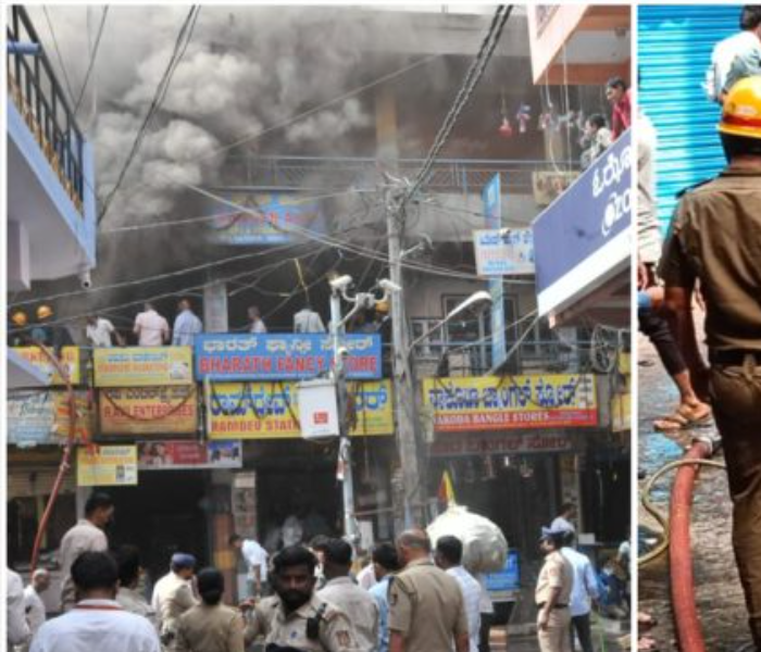  fire at chickpet complex cr worth goods burnt fire SpeedNewsKannada