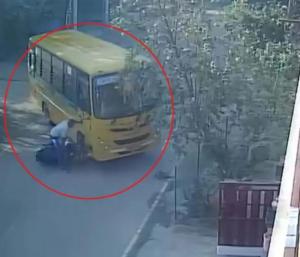 school bus hit bike two children died  Speed News Kannada