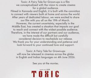 This is why the movie Toxic is not releasing | ಈ ಕಾರಣಕ್ಕೆ ಟಾಕ್ಸಿಕ್ ಸಿನಿಮಾ ಮಾರ್ಚ್ 19ರಂದು ಬಿಡುಗಡೆಯಾಗುತ್ತಿಲ್ಲ | Speed News Kannada