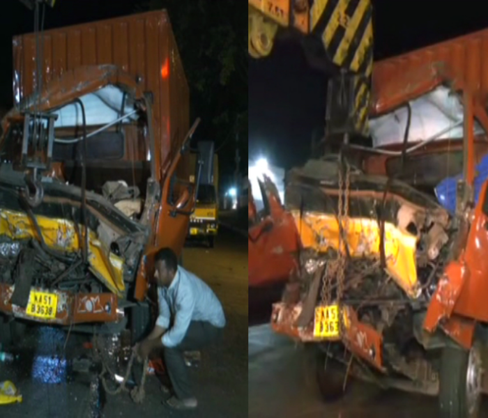 Another lorry rammed into a lorry stopped at a traffic light from behind|ಸಿಗ್ನಲ್‌ನಲ್ಲಿ ನಿಲ್ಲಿಸಿದ್ದ ಲಾರಿಗೆ ಹಿಂಬದಿಯಿಂದ ಗುದ್ದಿದ ಮತ್ತೊಂದು ಲಾರಿ|Speed News Kannada 